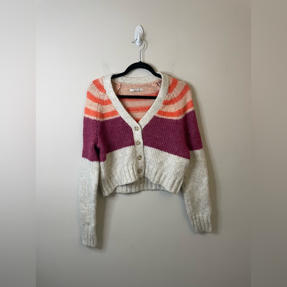 NWOT American Eagle Wool Blend Button Front Striped Cardigan Sweater